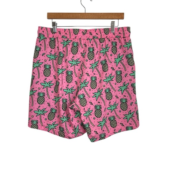 Maamgic Mens Pineapple Graphic Swim Trunks Size XL Pink Yellow Lined Zip Pocket - Picture 2 of 8